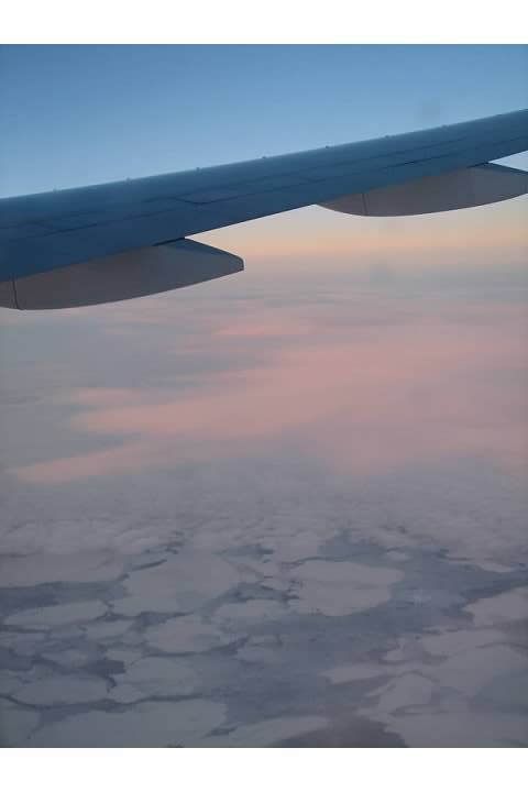 Ice of the Arctic Ocean seen from the flight between Washington Dulles and Tokyo Narita. Lowell Silverman photography, 2007