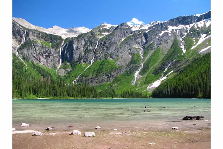 Avalanche Lake is a short hike from the Going-to-the-Sun Road. Lowell Silverman photography, 2007