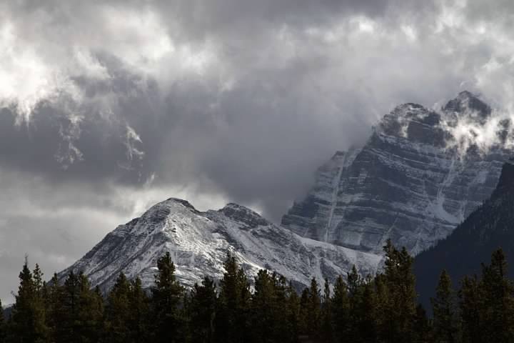 Mountains near the south end of the Icefields Parkway
