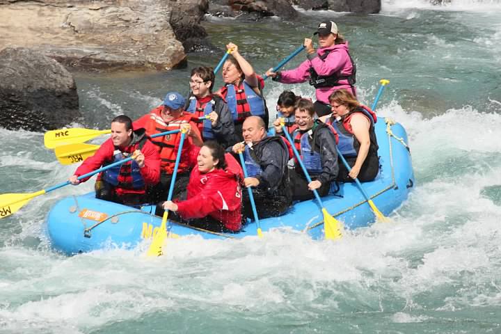 Our group tackling the Bonecrusher. Photo courtesy Glacier Guides and Montana Raft Co. 