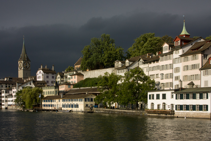 Zurich riverfront. Lowell Silverman photography, 2011