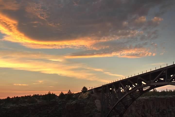 Crooked River Railroad Bridge at sunset