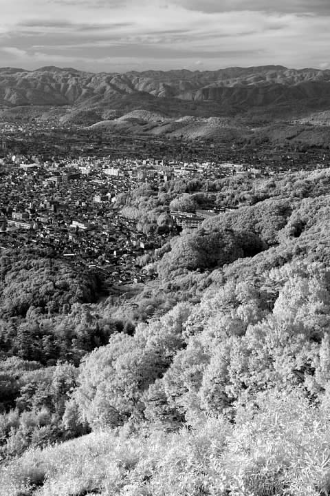 View from Daimonji-yama. Infrared photo. Lowell Silverman photography, 2007