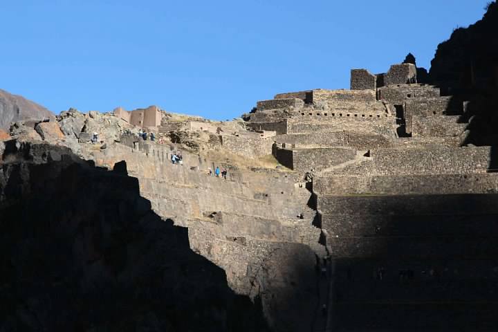 Incan ruins viewed from downtown Ollantaytambo