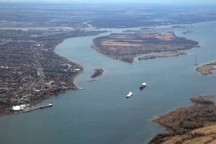 Île Sainte-Thérèse in the Saint Lawrence River, taken just prior to landing at YUL