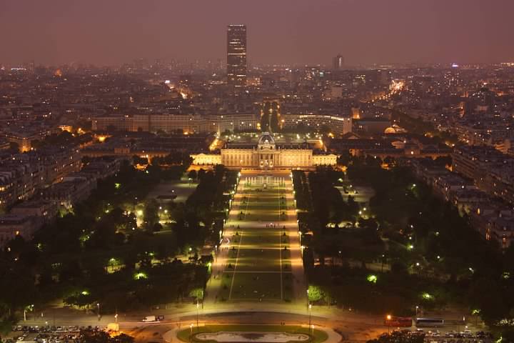 Le champ de mars seen at night from le tour Eiffel