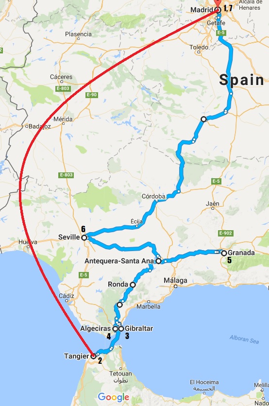 Spain Journey Map